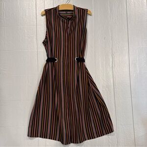 Eloquii Satin Multicolor Striped Midi Dress